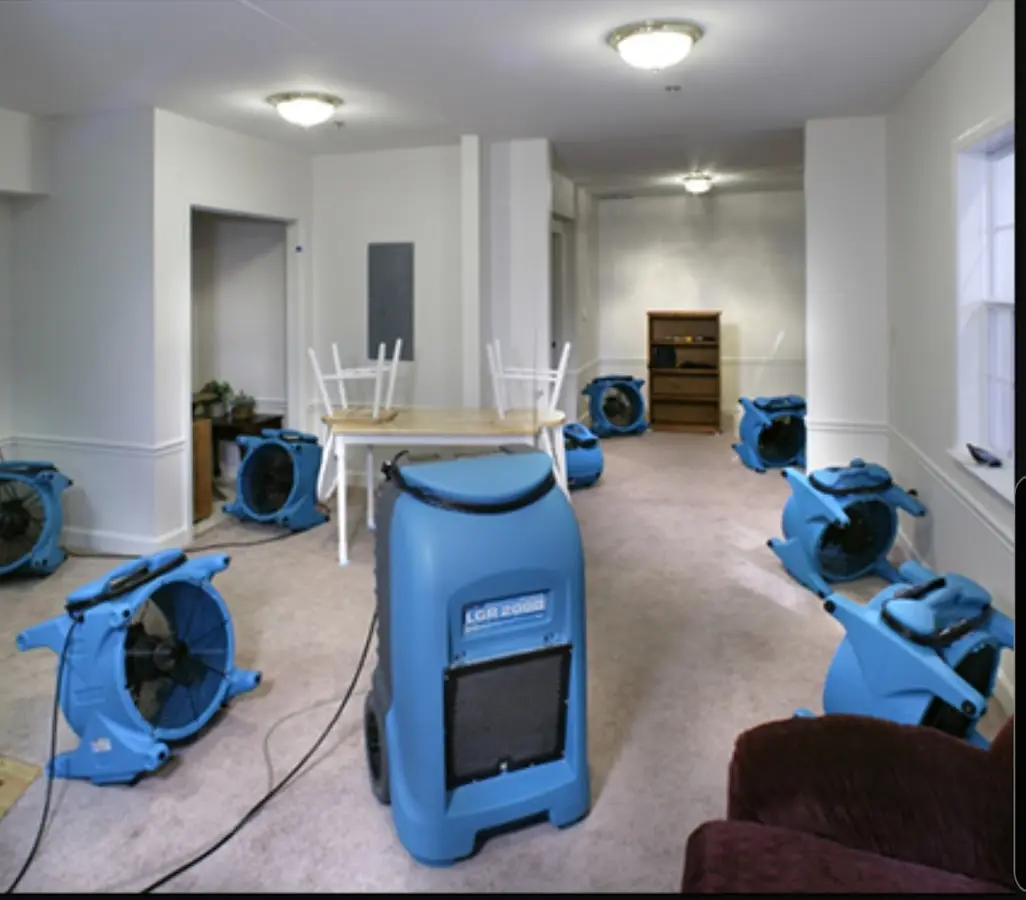 Air movers and dehumidifier setup for Water Damage Restoration in Lauderdale-by-the-Sea